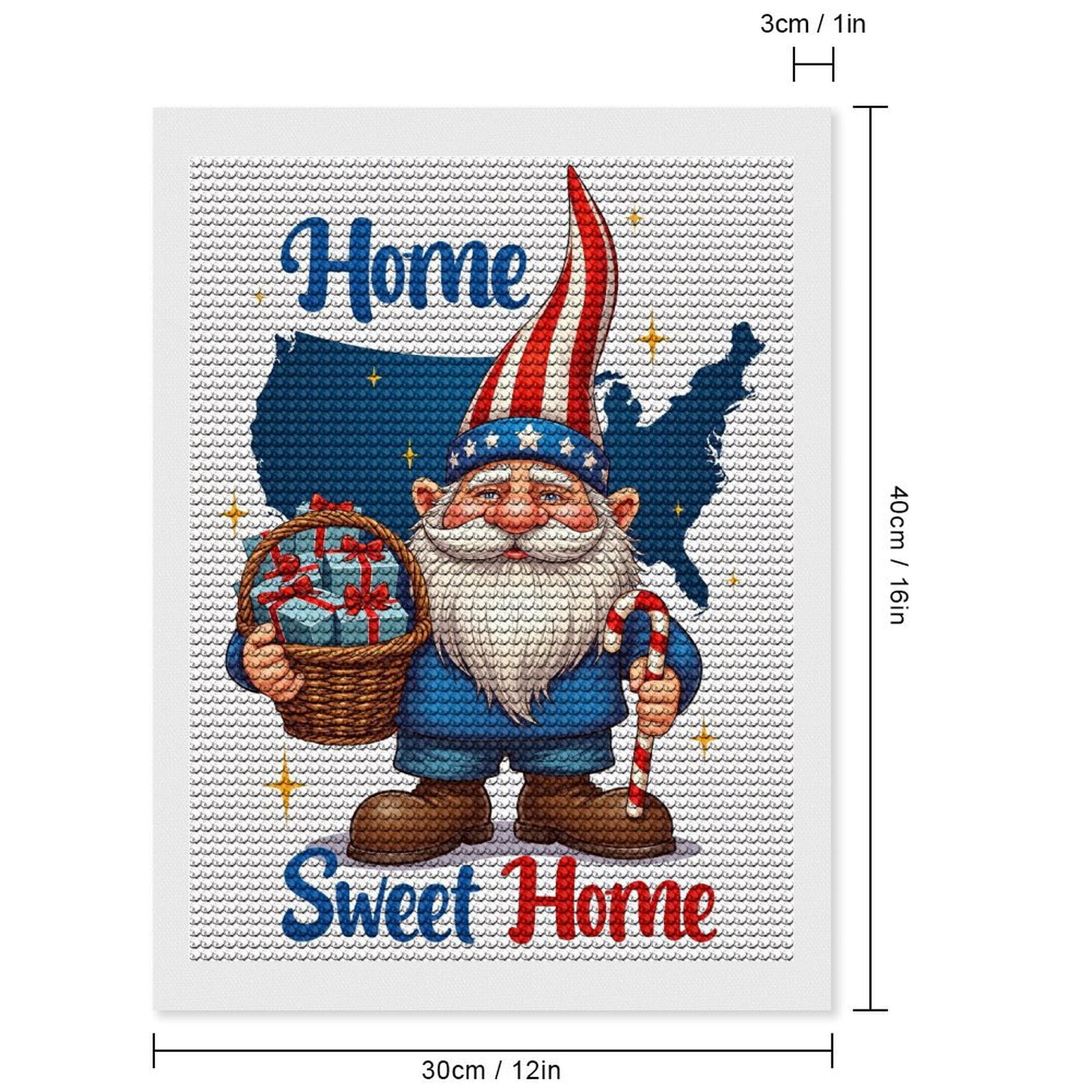 Diamond Art Kits for Adults, Patriotic Gnome With Presents 5D Diamond Painting Kits for Adults Beginners, DIY Full Drill Diamond Painting, Gem Art and Crafts 12x16