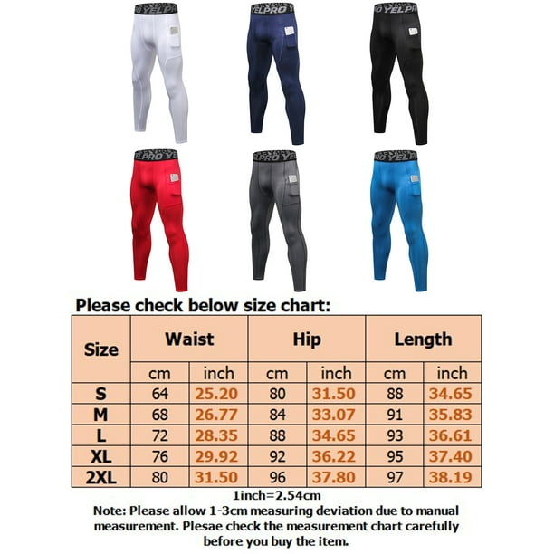 Fashnice Men's Leggings With Pocket Tights Cool Dry Compression