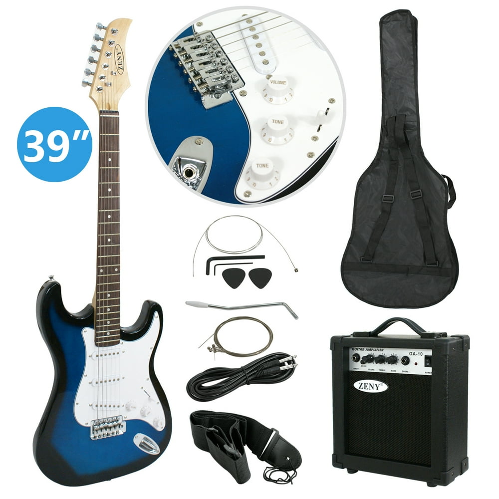 Zeny 39 Full Size Electric Guitar With Amp Case And Accessories Beginner Starter Package Blue 2010