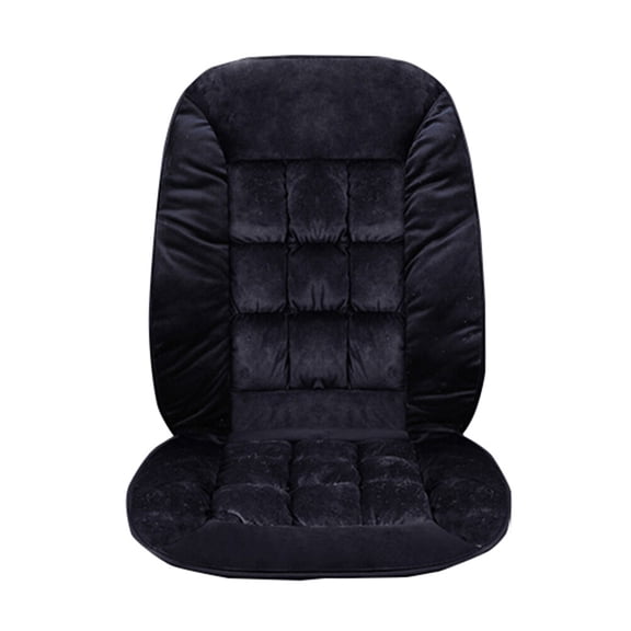WRISTBIQUE Black Plush Car Seat Cushion Set 1 Piece, Soft Short Plush Pad 43.3x19.7x3.1in for Winter Driving Comfort