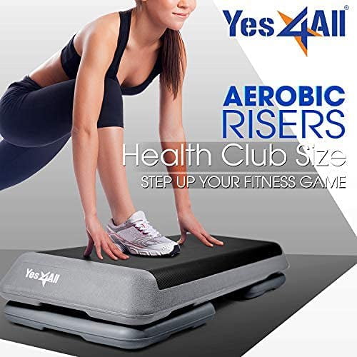 Yes4All Adjustable Aerobic Step Risers for Aerobic Stepper Platform Health Club Size Support up to 300 lbs Grey Pair Walmart