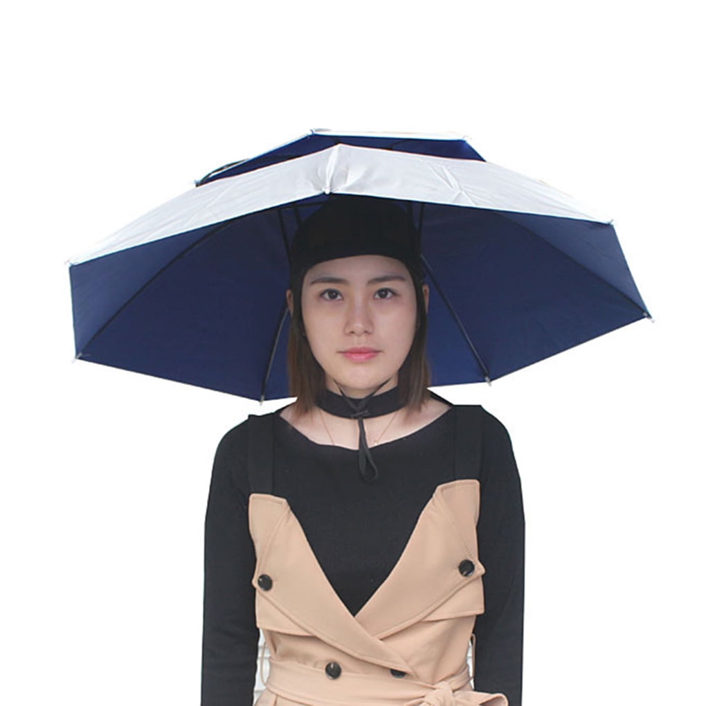 Foldable Sun Rain Umbrella Hat Headwear Cap Head For Fishing Hiking-Camping Z8D4 