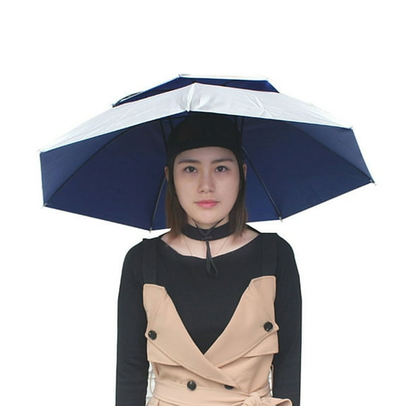 Fishing Umbrella Hat Hiking Beach Camping Headwear Cap Foldable Sunscreen Shade Head Umbrella