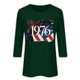 thumbnail image 2 of Uootdi Hauts pour Femmes Manches 3/4 Col Rond Imprimé Drapeau 1996 Coupe Décontractée Tenues Patriotiques du 4 Juillet Cadeau, 2 of 4