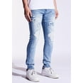 thumbnail image 2 of Crysp Denim Men's Light Wash Distressed Rip & Repair Skinny Fit Stretch Jeans (30, Light Blue Stonewash), 2 of 6