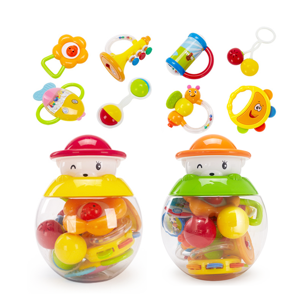 6 pcs Baby Rattles Toys Set Easy Grip Baby Toys 0 M Rattle Gift Set LC 