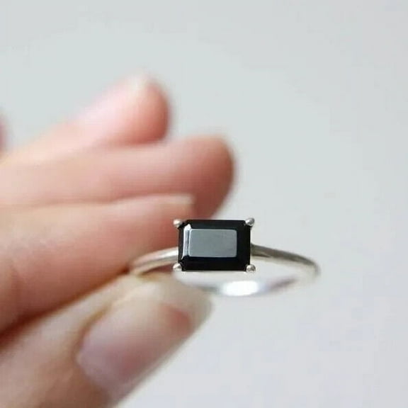 14k White Gold Plated Women Engagement Ring 1Ct Emerald Cut Lab-Created Diamond