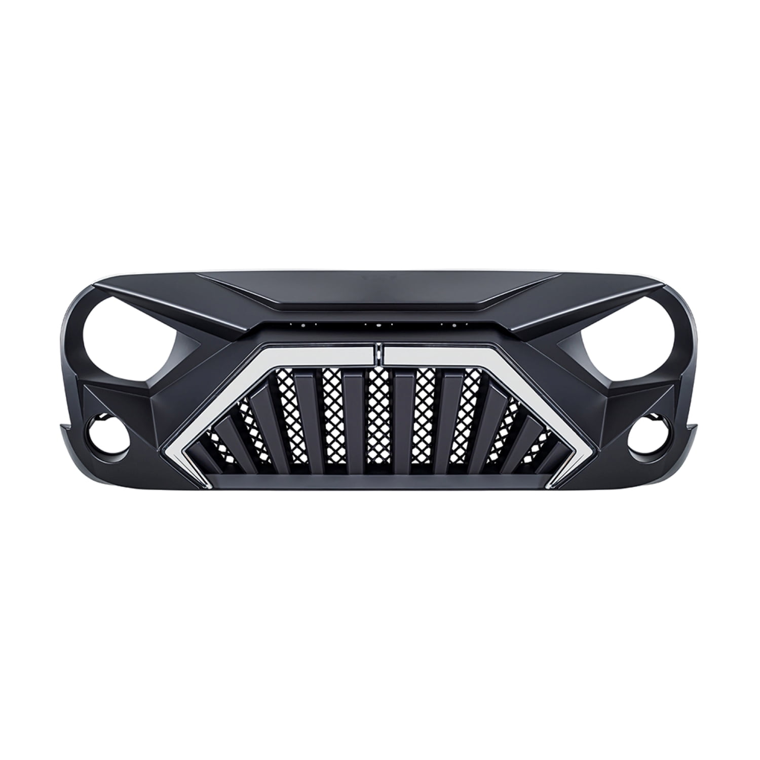 AMERICAN MODIFIED Front Goliath Grille w/LED DRL and Turn Signal Lights Matte Black For 2007-2018 Jeep Wrangler JK JKU