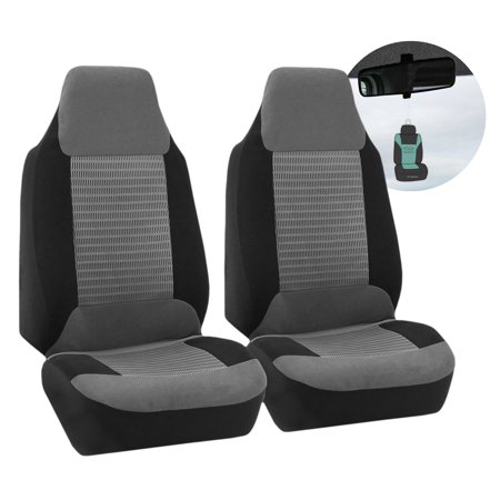 FH Group Premium Fabric Front High Back Car Truck SUV Bucket Seat Cover Airbag Compatible Front Set with Bonus Air Freshener