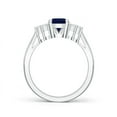 thumbnail image 2 of ANGARA Natural 1.55 ct Blue Sapphire Ring with Trio Diamond Accents in 14K White Gold for Women (Size-8x6mm) | September Birthstone, Anniversary, Jewelry Gift for Women | Natural Sapphire Ring, 2 of 9