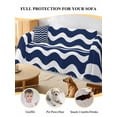thumbnail image 4 of Navy Blue Moire Couch Cover for 2 Cushion Couch, Water Ripple Stripe Farmhouse Washable Love Seat Sofa Covers Slipcover, Throw Sofa Covers for Pets, Furniture Protector 71"x102", 4 of 9