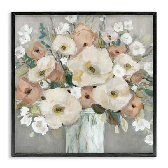 Stupell Industries Bouquet of Pastels Botanical & Floral Painting Black Framed Art Print Wall Art, 12 x 12
