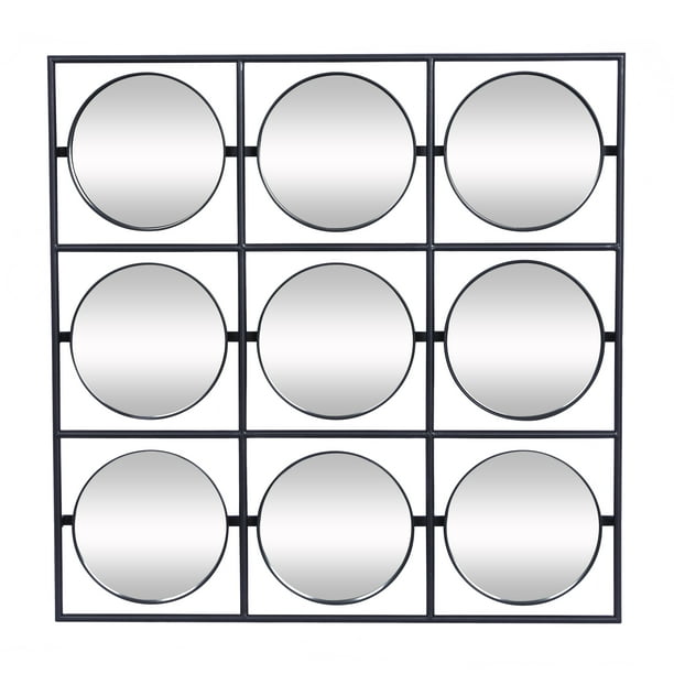 DecMode Large Asymmetrical Wall Mirror, Black