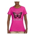 thumbnail image 2 of Wild Bobby Faith Hope Love Butterfly Ribbons Breast Cancer Awareness Women Graphic Tee, Fuschia, 3X-Large, 2 of 6
