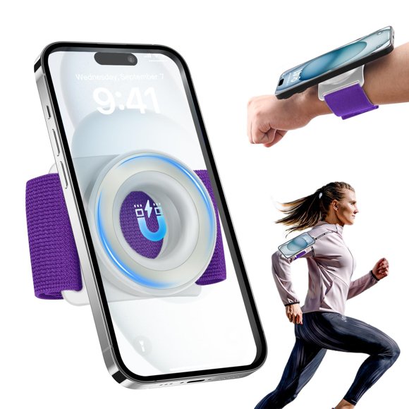 Soporte magnético de muñeca TOPGO para iPhone para correr, color morado