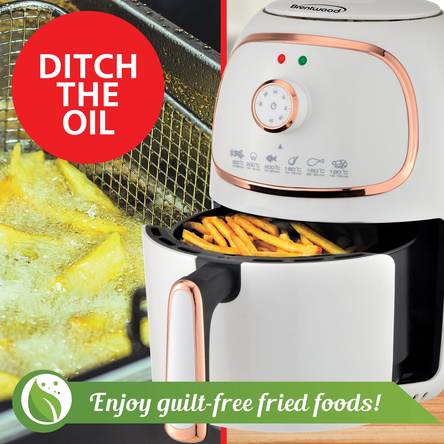 Brentwood 2 qt Electric Air Fryer, White