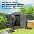 thumbnail image 4 of Outsunny 9' x 10.6' Garden Storage Shed w/ Steel Foundation Kit, Light Grey, 4 of 10
