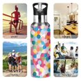 thumbnail image 7 of Yayeee 20oz Double Wall Stainless Steel Water Bottle with Flip Straw, Yellow Colorful Circles, 7 of 7