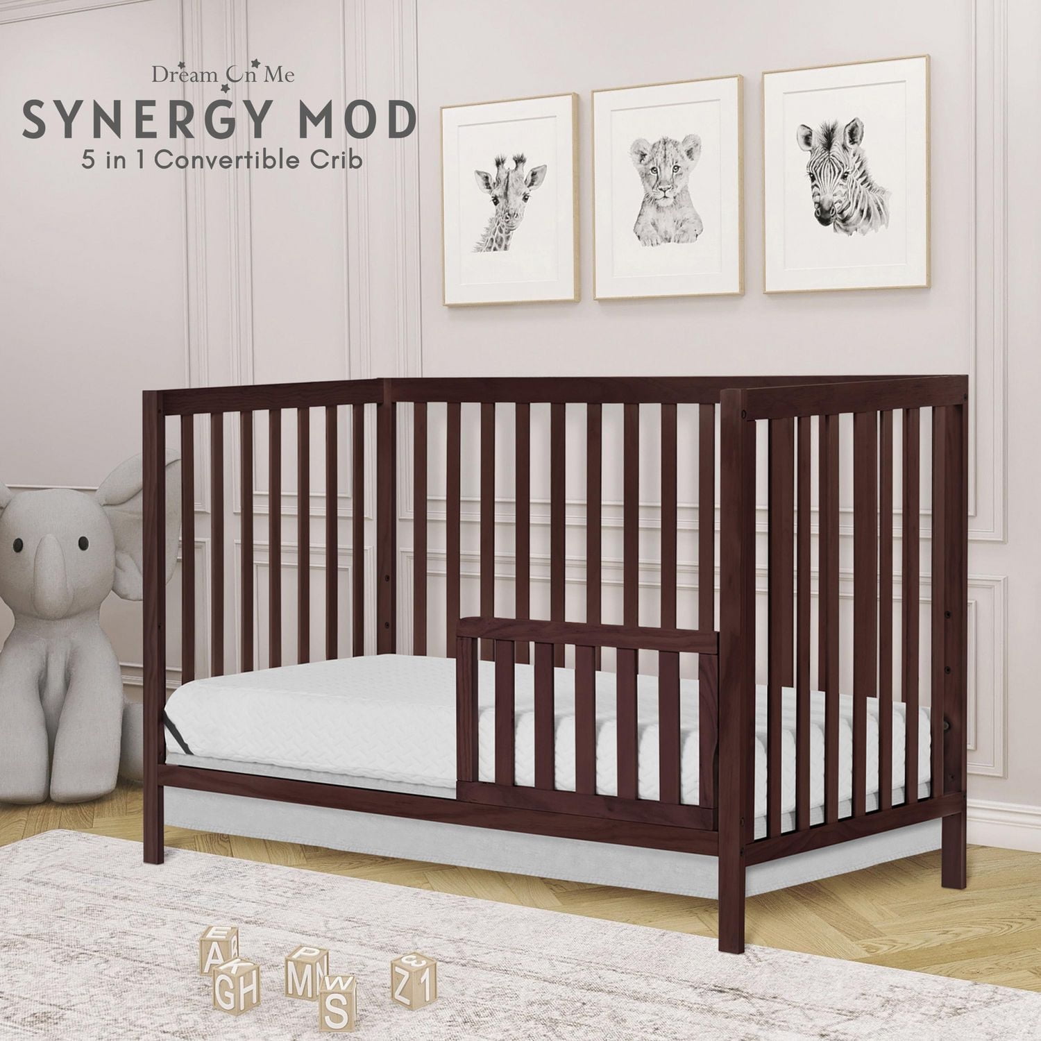 Berceau Dream On Me Synergy MOD, fabriqué en bois de pin durable de Nouvelle-Zélande Lit d'enfant transformable