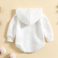 thumbnail image 2 of Gibobby Pañalero de algodón con capucha sólido de manga larga para niños y niñas con bolsillo para recién nacidos(Blanco, 9-12 Meses), 2 of 5