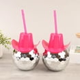 thumbnail image 6 of Homelife 600ml Drinking Cup Food Grade Shiny Cowboy Hat Design 20oz Nightclub Bar Party Disco Ball Cup with Straw Household Supplies, 6 of 13