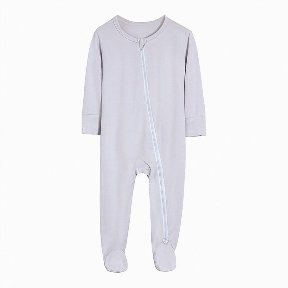 6-12 Months Newborn Infant Baby Bodysuits & One-Pieces Footed Long Sleeve Baby Pajamas With Zipper Cotton Infant Sleepers Gray Rompers Baby Gift
