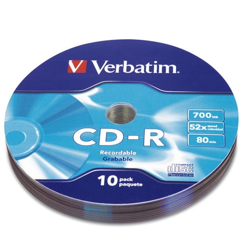 académico Seguro Gran engaño Verbatim CD-R 700MB 80 Minute 52X Recordable Blank Disc 10 Pack Wrap -  Walmart.com