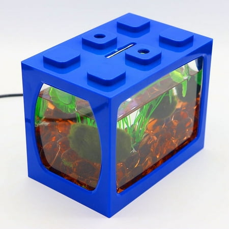 PENGXIANG Aquarium Fish Tank Decorative Mini Aquarium USB Mini Fish Tank Creative desktop transparent acrylic small fish tank goldfish tank landscaping aquarium with lights