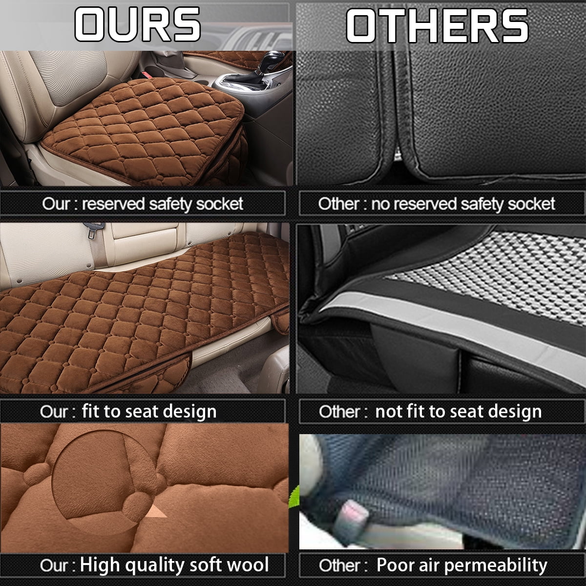 1pcs Universal Velvet Car Seat Cover Four Seasons Front Rear Seat