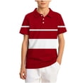 thumbnail image 3 of akafmk Boys School Uniform Shirts Short Sleeve Athletic Shirt Collared Striped Activewear Casual Summer Tops, 5-15Y, 3 of 7