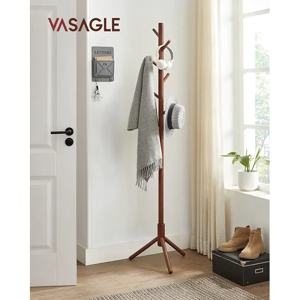VASAGLE Coat Rack Solid Wood Free Standing Coat Rack TreeShaped Coat