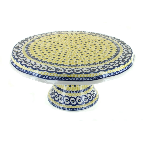 Blue Rose Polish Pottery Saffron Cake Plate