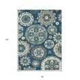 thumbnail image 2 of HomeRoots 585700 3 x 5 ft. Floral Medallion Washable Indoor & Outdoor Rectangle Area Rug, Navy Blue & Taupe, 2 of 5