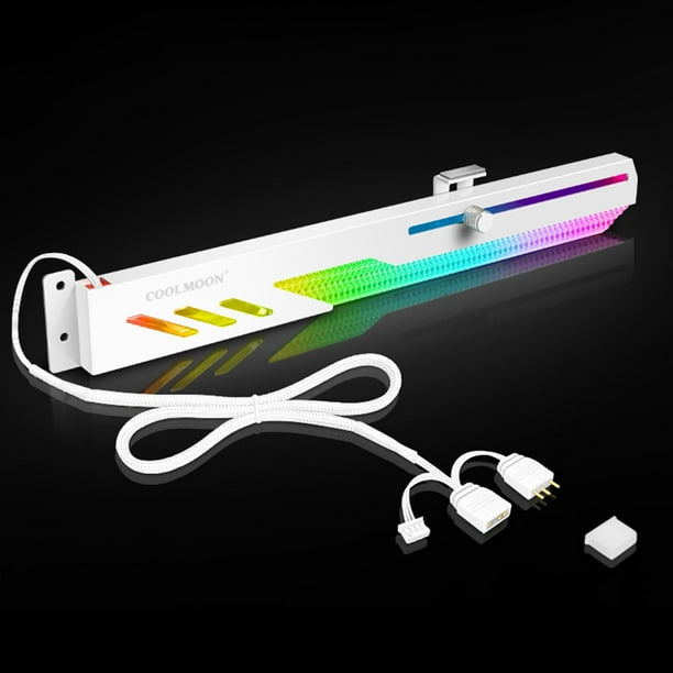 Soporte de GPU Soporte de tarjetas de doble ranura de escritorio de 5V Soporte tirarere RGB Soporte de tarjetas de computadora LED Soporte de Blanco Hugo titular de la tarjeta de vídeo