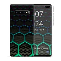 Skin Decal Vinyl Wrap for Samsung Galaxy S10 Plus - decal stickers skins cover - Metal Grid Futuristic Panel