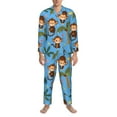 thumbnail image 3 of Naloa Monkeys Swinging from Palms Men’s Pajamas Set - Long Sleeve Button Down Sleep Shirt and Pajama Bottoms Sleepwear Set-Large, 3 of 7