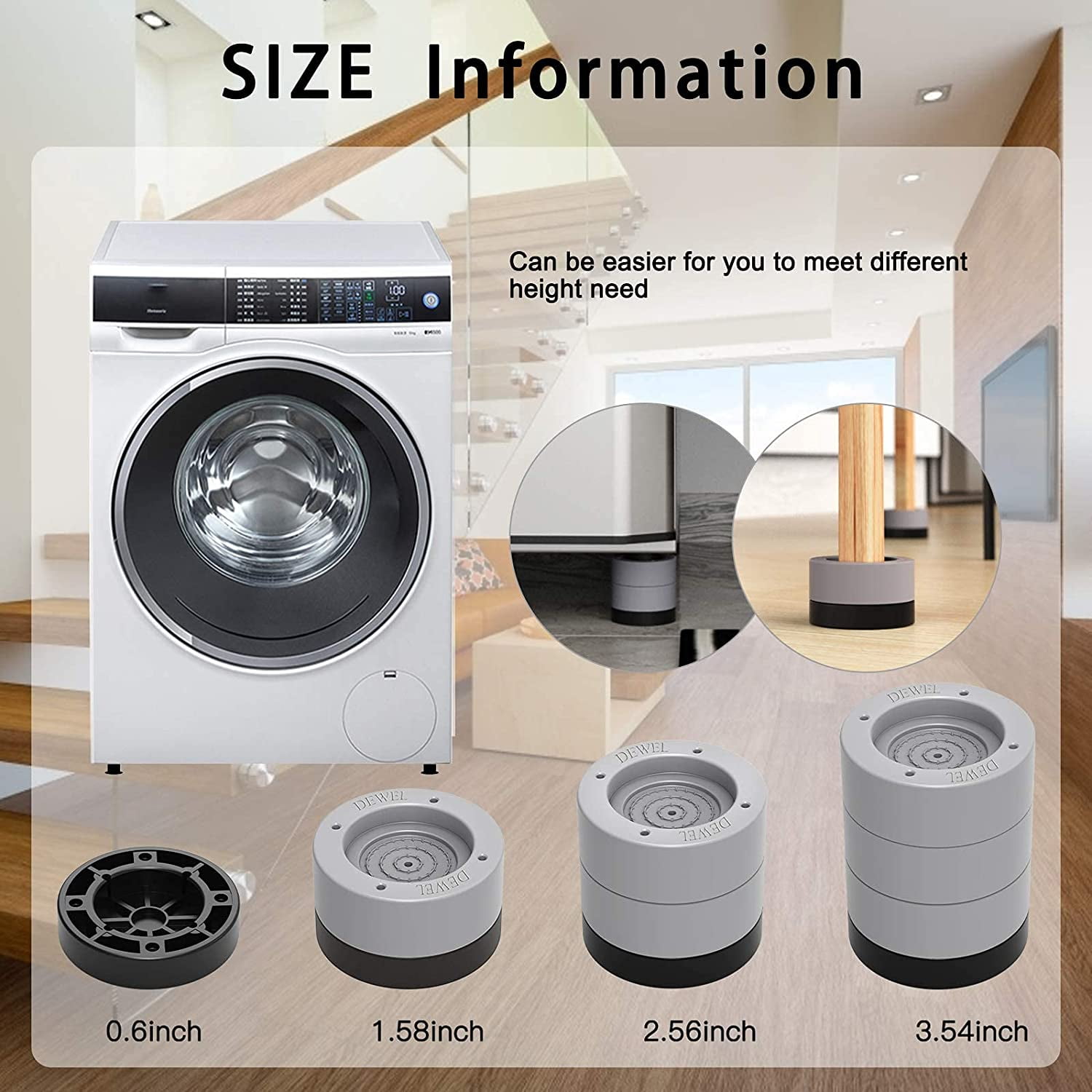 12-Pack Anti-Vibration Rubber Pads for Washing Machine, Washer & Dryer, Dual Design, Universal Fit for Furniture & Appliances