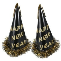 FRCOLOR  2 Pcs Party Paper Hats for Adults New Year Cone Birthday Black