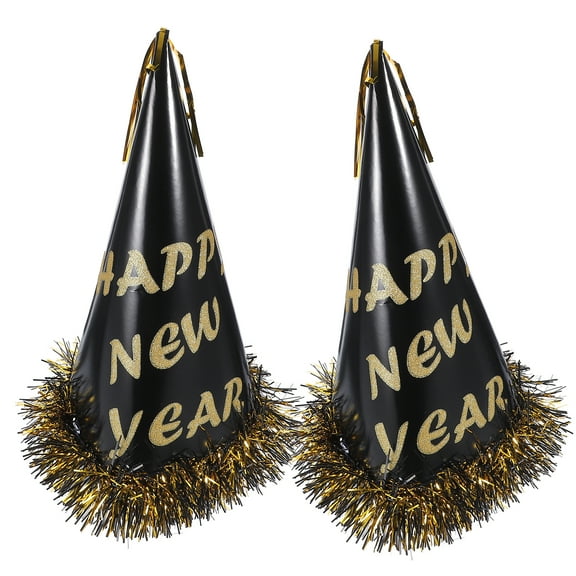FRCOLOR  2 Pcs Party Paper Hats for Adults New Year Cone Birthday Black