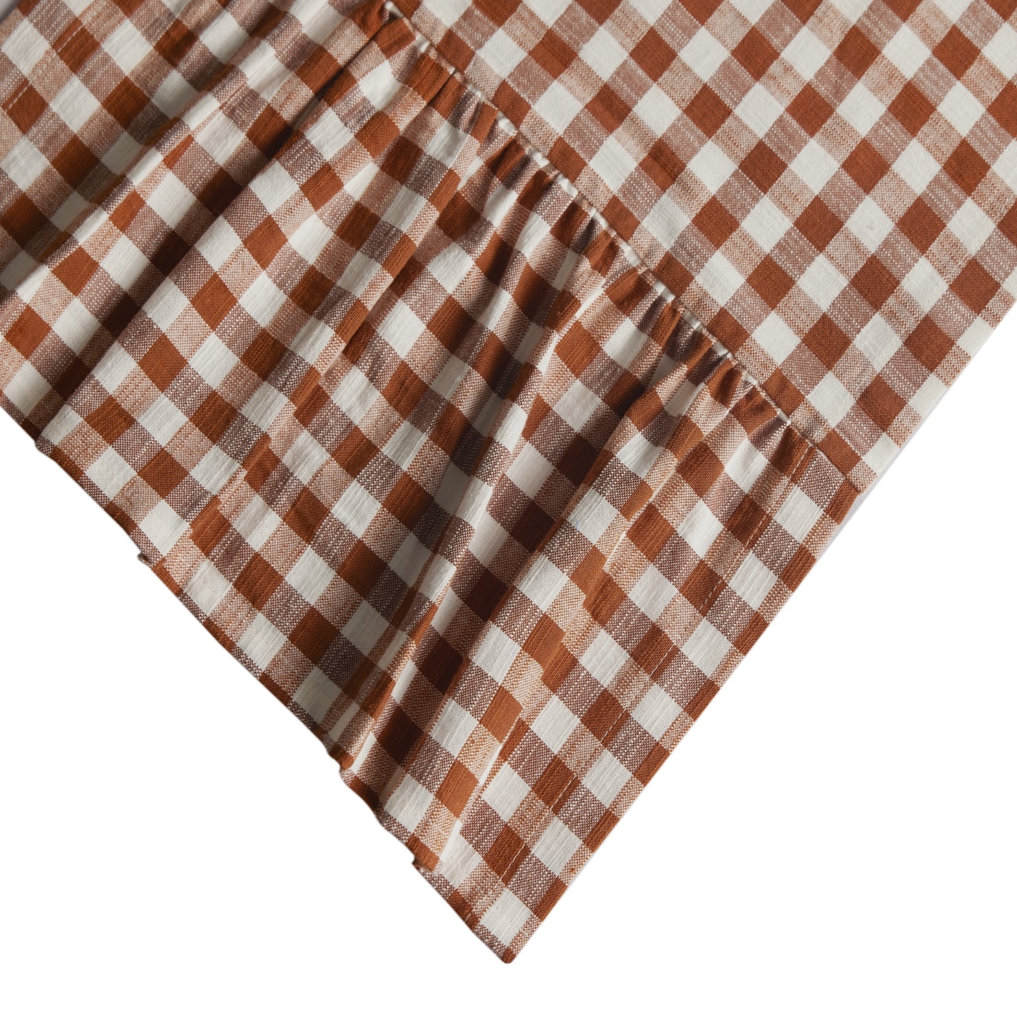 Harvest Gingham Ruffle 13" x 72" Table Runner - 100% Cotton, Rust Orange