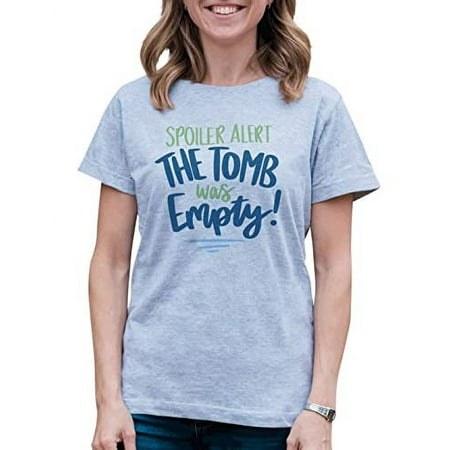 7 ate 9 Apparel Women s Happy Easter Shirts – The Tomb was Empty! Grey T-Shirt Large