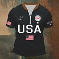 thumbnail image 1 of Laipiong 250th Anniversary USA Shirts for Men Stand Collar and Half Zip Athletic Short Sleeve V Neck Tee Tops Soft Going Out Workout Gym Tops, 1 of 3