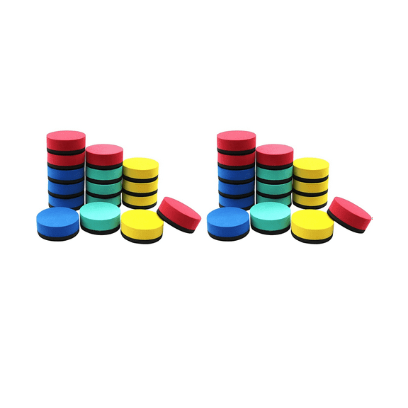 32 Pack Mini Dry Erase Erasers Magnetic Whiteboard Chalkboard Cleaners Wiper (4 Colors, 2 x Inch)