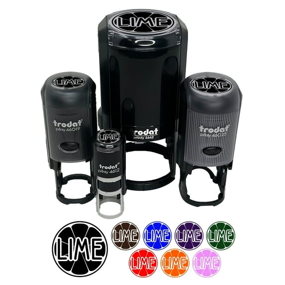 Lime Text with Image Flavor Scent Self-Inking Rubber Stamp Ink Stamper - Pink Ink - Small 3/4 Inch