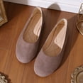 thumbnail image 4 of Gpaecead Women's Flat Shoes Round Toe Flocked Fabric Soft Sole Slip On Comfort Shoes For Casual Work Home Khaki, 4 of 8