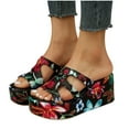 thumbnail image 5 of KBODIU Womens Sandals Mothers Day Gifts Thick Sole Slippers Comfortable Embroidered Casual Flip Flops Wedge Platform Sandals for Women Dressy Summer Black 35, 5 of 5