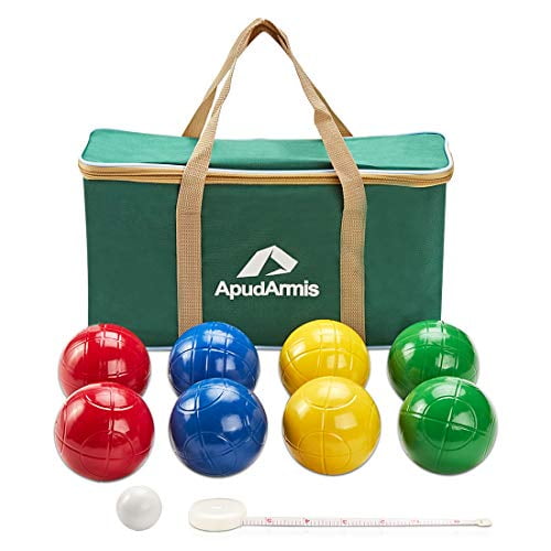 Yard Bocci Bochie Game Pallino Beach Lawn VSSAL 90mm Bocce Ball Set with 8 Balls Case and Measuring Rope for Backyard 2-8 Players 