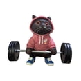 thumbnail image 4 of Figura de gato de resina, escultura de gato, divertida y linda, para fitness, escultura de gato, barra negra rojo, 4 of 9
