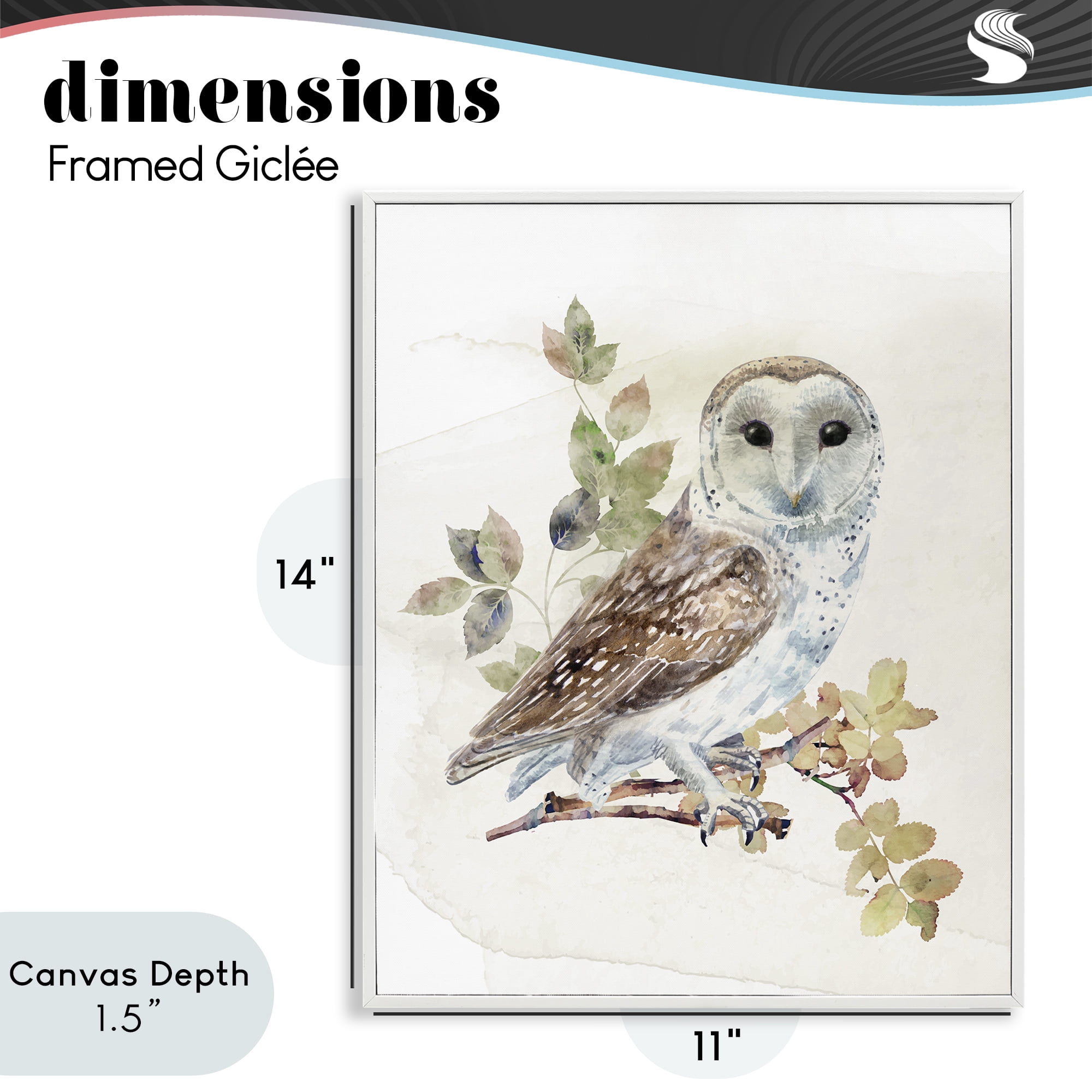 Stupell Industries Owl Among Autumn Leaves White Framed Giclee Art, design by CAD Designs