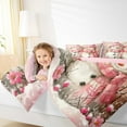 thumbnail image 4 of Manfei Lovely Xmas Snowman Full Size Comforter Sets,Rustic Flower Floral Bedding Comforter Set,Pink White Bedding Sets For Girl Teens,Breathable Home Decor Reversible,3-Piece, 4 of 8